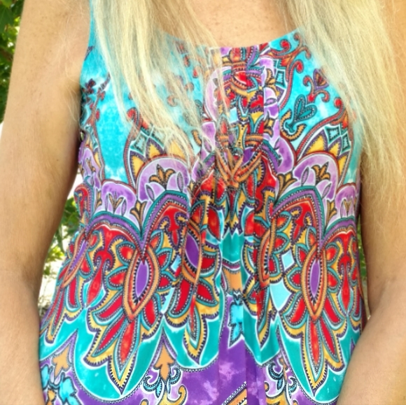 MAXI DRESS LADIES SIZE 8 Summer Fancy Sleeveless Polyester/Spandex Easy Care - Picture 4 of 16